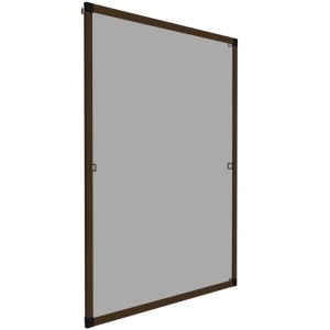 Tectake Fliegengitter braun, 100x120 cm, mit Aluminiumrahmen und Fiberglasnetz für Fenster, zuschneidbar.