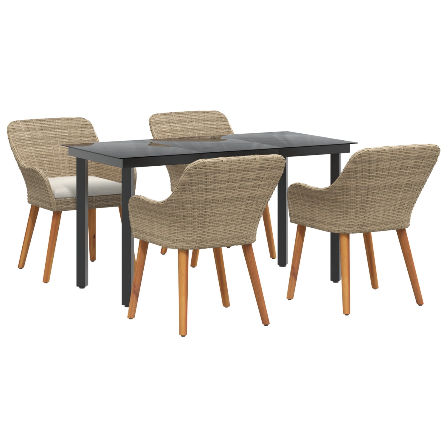 vidaXL 5-Teiliges Gartentischset Beige Poly Rattan 3261700 günstig online kaufen