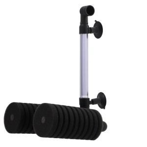 HOBBY Bubble Air Filter 3, luftbetriebener Innenfilter mit schwarzen Filterschwämmen und Saughaltern für Aquarien.