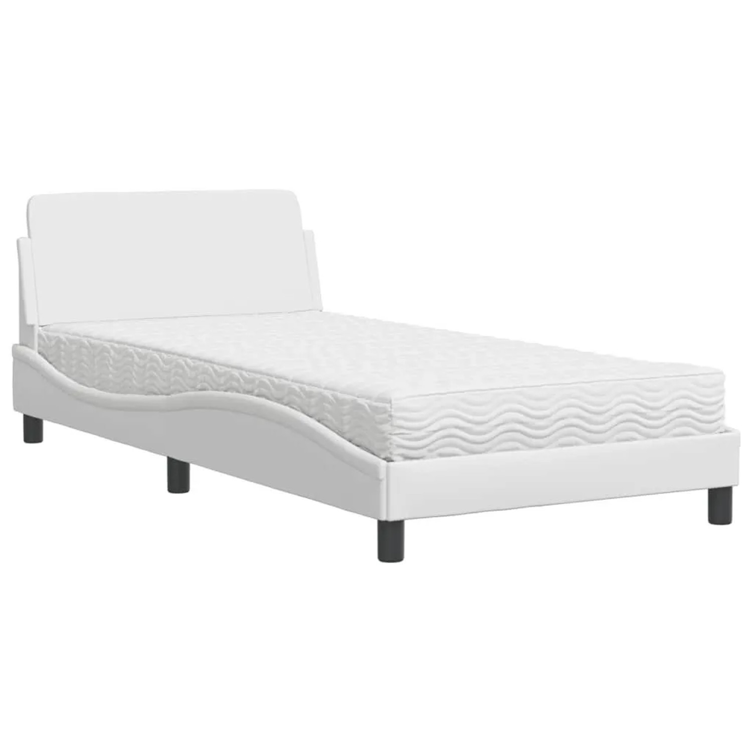 vidaXL Bett mit Matratze Dover Weiß 100x200 cm Kunstleder 3208358