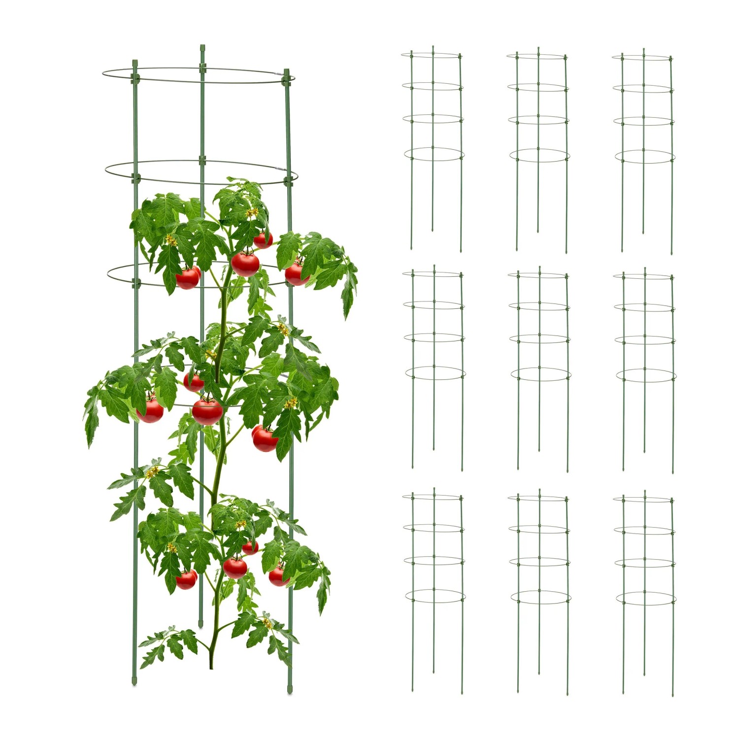 Relaxdays Rankhilfe Stahl Kunststoff Grün Höhenverstellbar 90 cm x 28 cm 180 g 10er Set