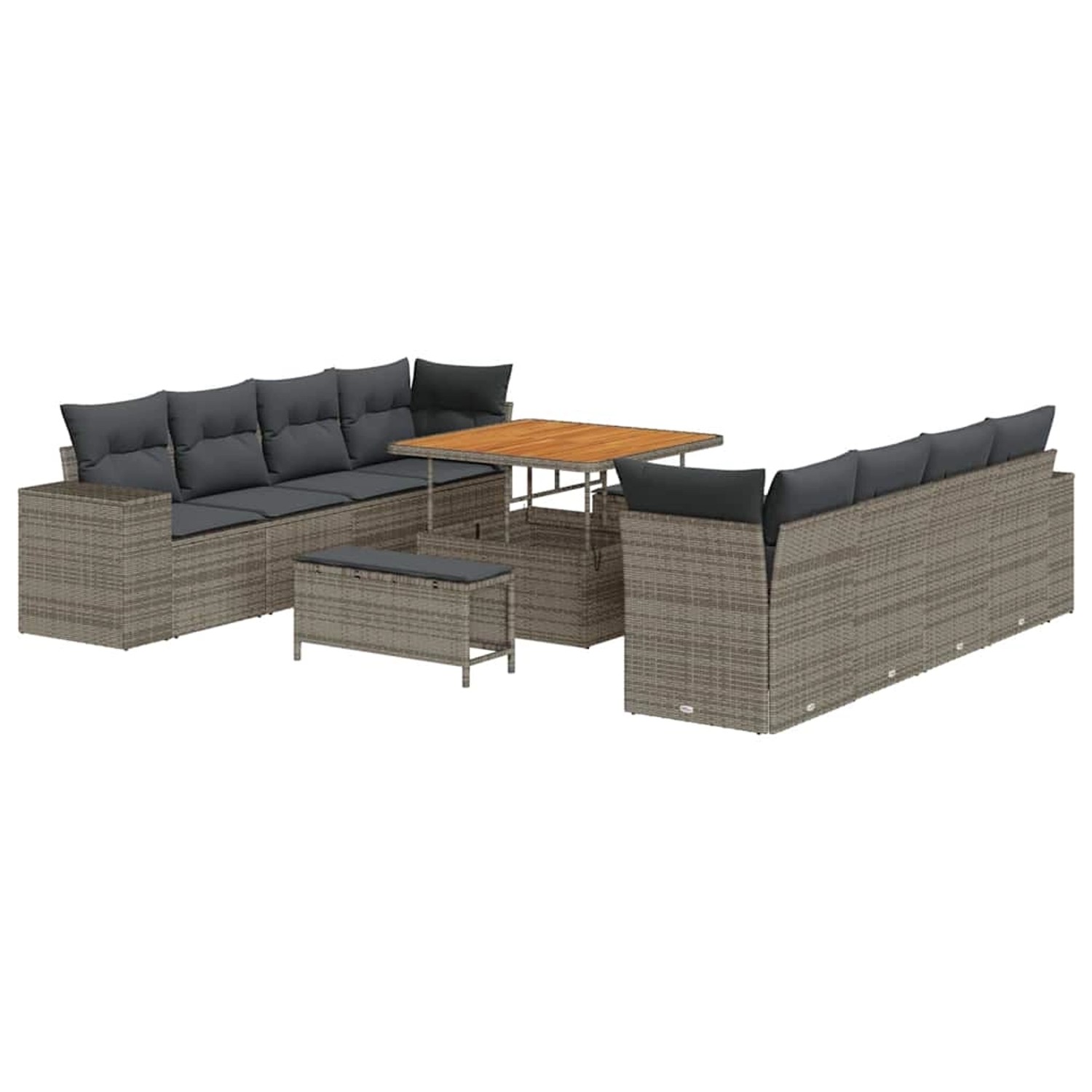 vidaXL Garten-Sofa-Set 11-Tlg Grau Poly Rattan 3361988 günstig online kaufen