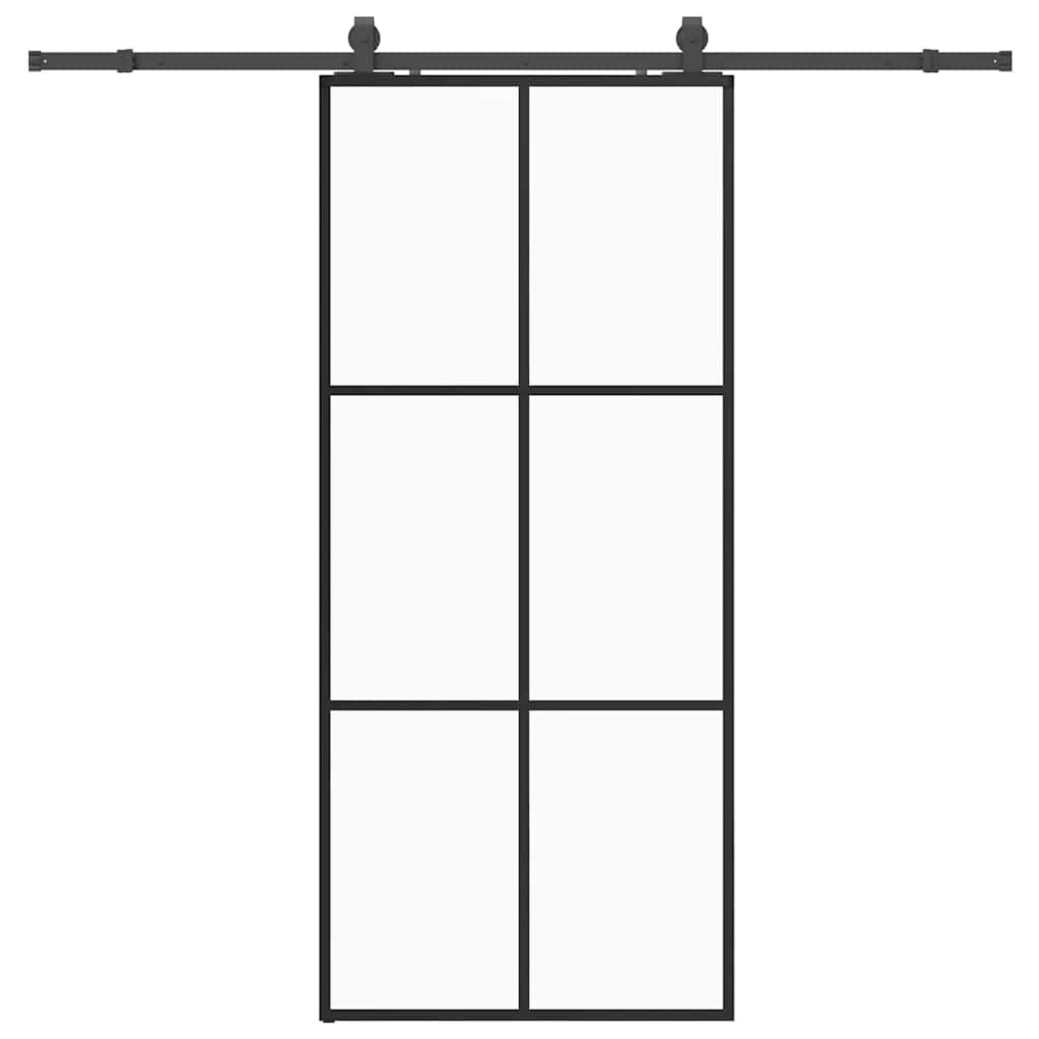vidaXL Schiebetür mit Beschlag Schwarz 90x205 cm ESG-Glas 3375925 günstig online kaufen