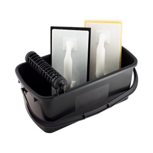 LUX Fliesenwasch-Set, 3-teilig, mit Eimer, Rasterschwammbrett und Reibebrett für Fliesenarbeiten.