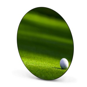 Runde, schwarze Magnettafel mit Golfball-Motiv. Dekorative Magnetwand/Pinnwand für Notizen.