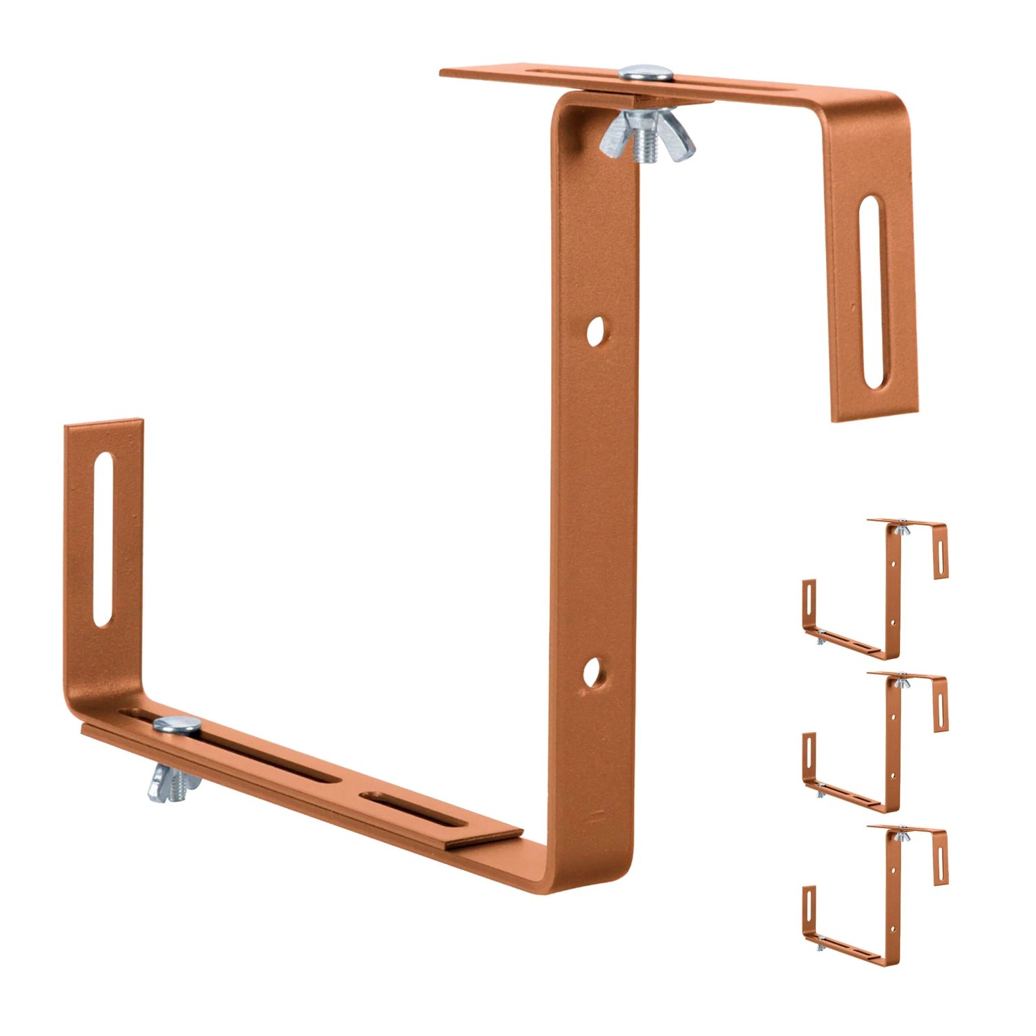 Relaxdays Blumenkastenhalter 4er Set Metall Hellbraun Verstellbar Ohne Bohren 17 x 2 cm 1,2 kg