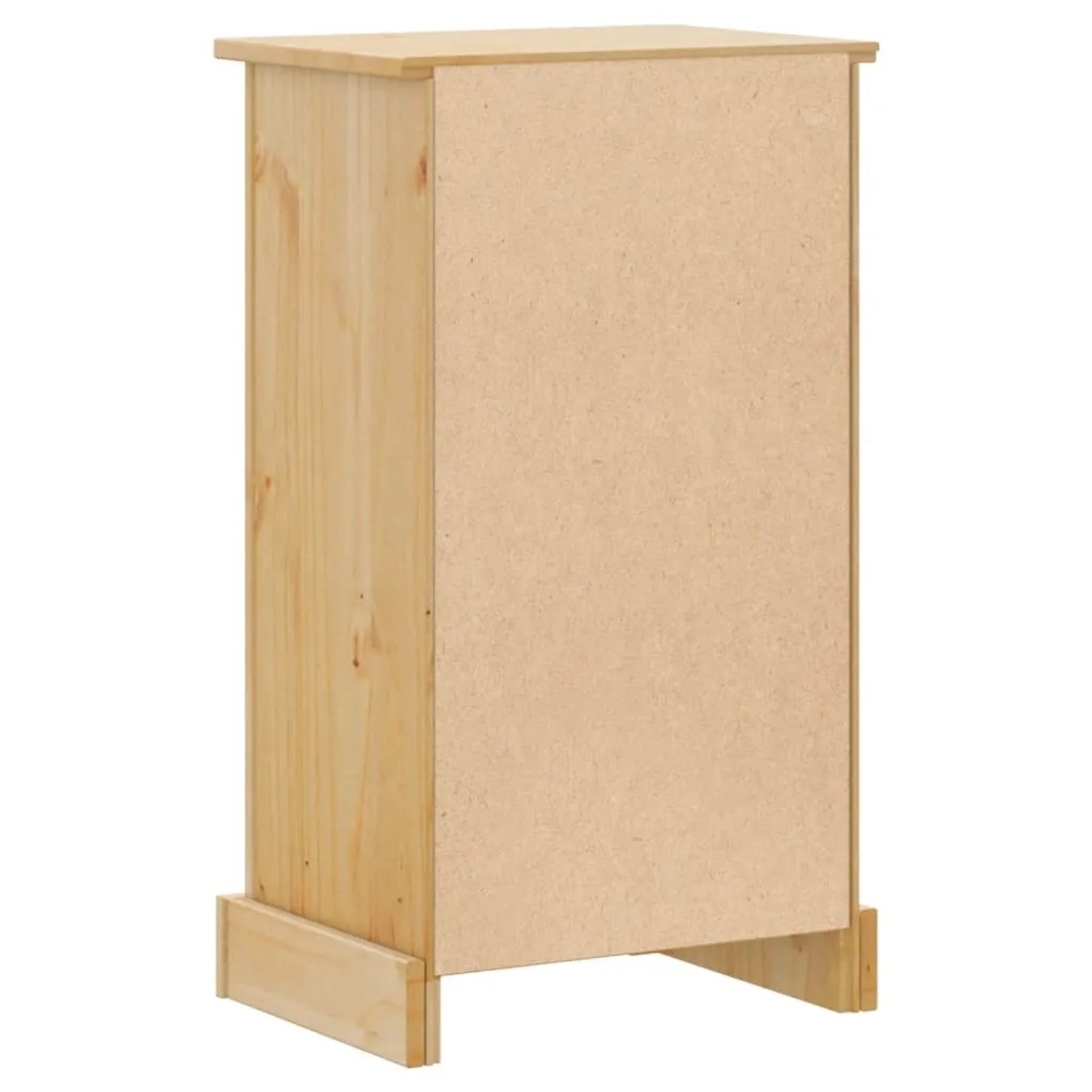 Rückansicht: Badschrank Corona aus Kiefernholz, 45x33x80 cm. Badmöbel mit Schublade und Tür.