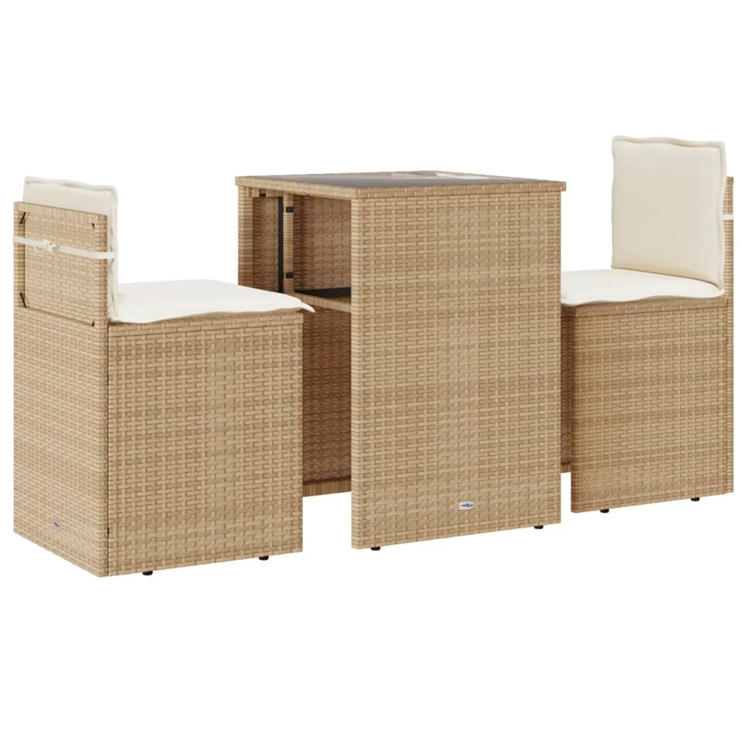 vidaXL 3-tlg Bistro-Set mit Kissen Beige Poly Rattan Modell 15