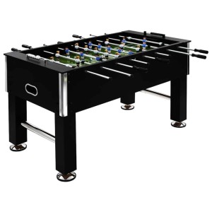 Schwarzer vidaXL Kickertisch aus Stahl, 140 cm, für Sport und Spiel.