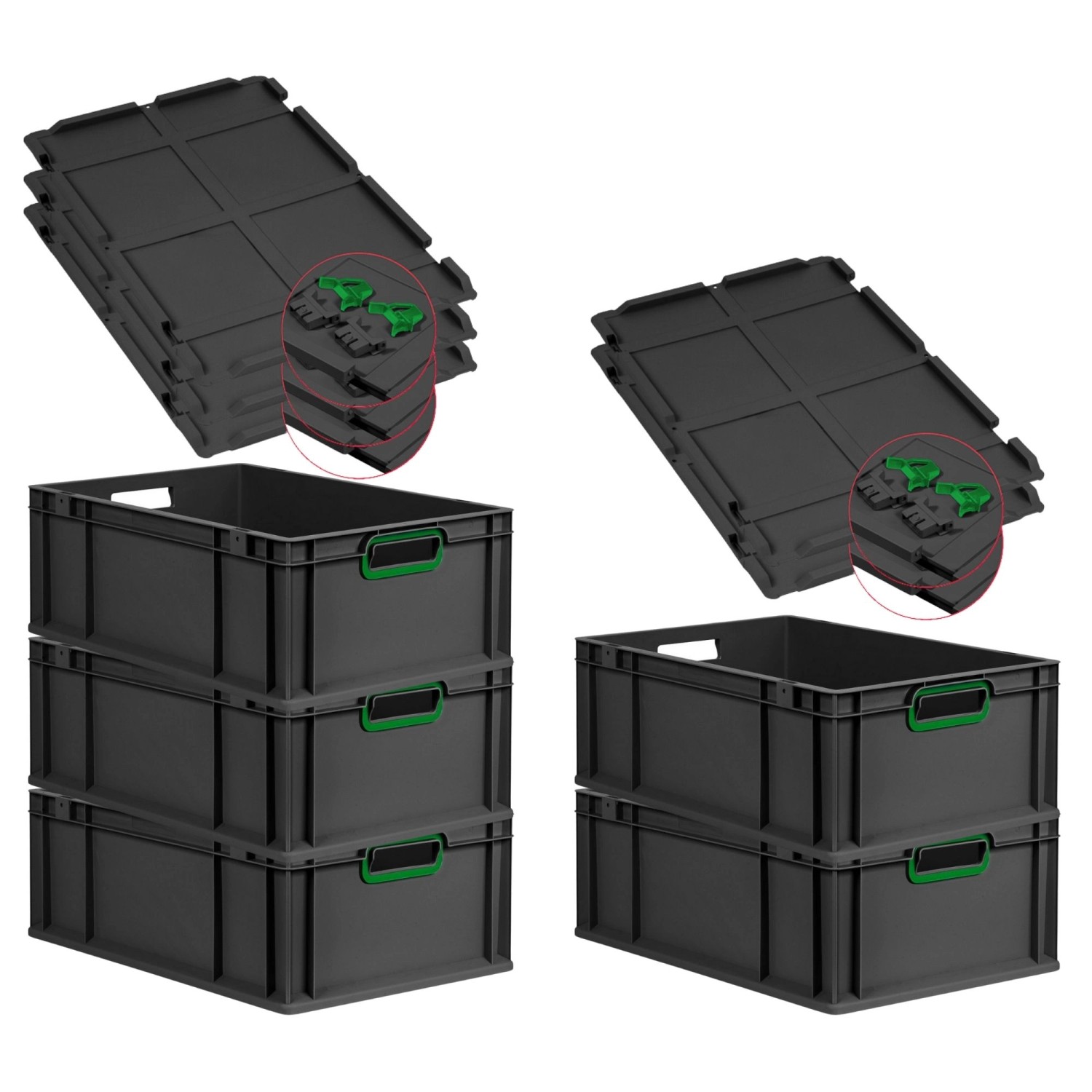 PROREGAL SuperSparSet 5x Eurobox Nextgen Color Mit Scharnierdeckel HxBxT 22 günstig online kaufen