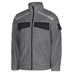 Grau-schwarze Safety&More Berufsjacke Extreme Gr. S mit Reißverschluss und Reflexstreifen.