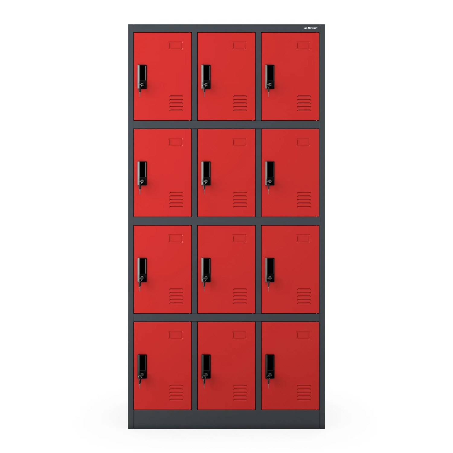 Jan Nowak Spind Fächerschrank MARCIN 185 x 90 x 40 cm Anthrazit-Rot
