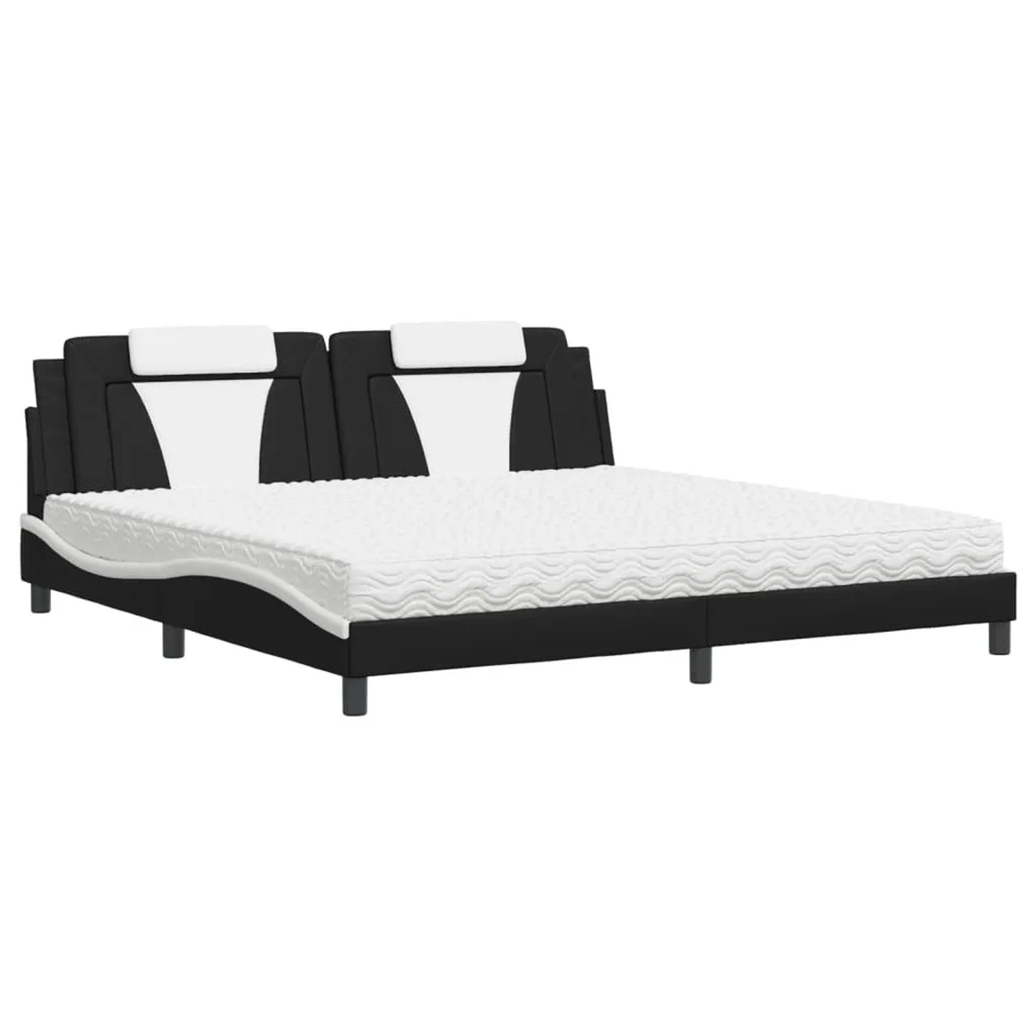 vidaXL Bett Viana mit Matratze Schwarz und Weiß 200x200 cm Kunstleder 3208822