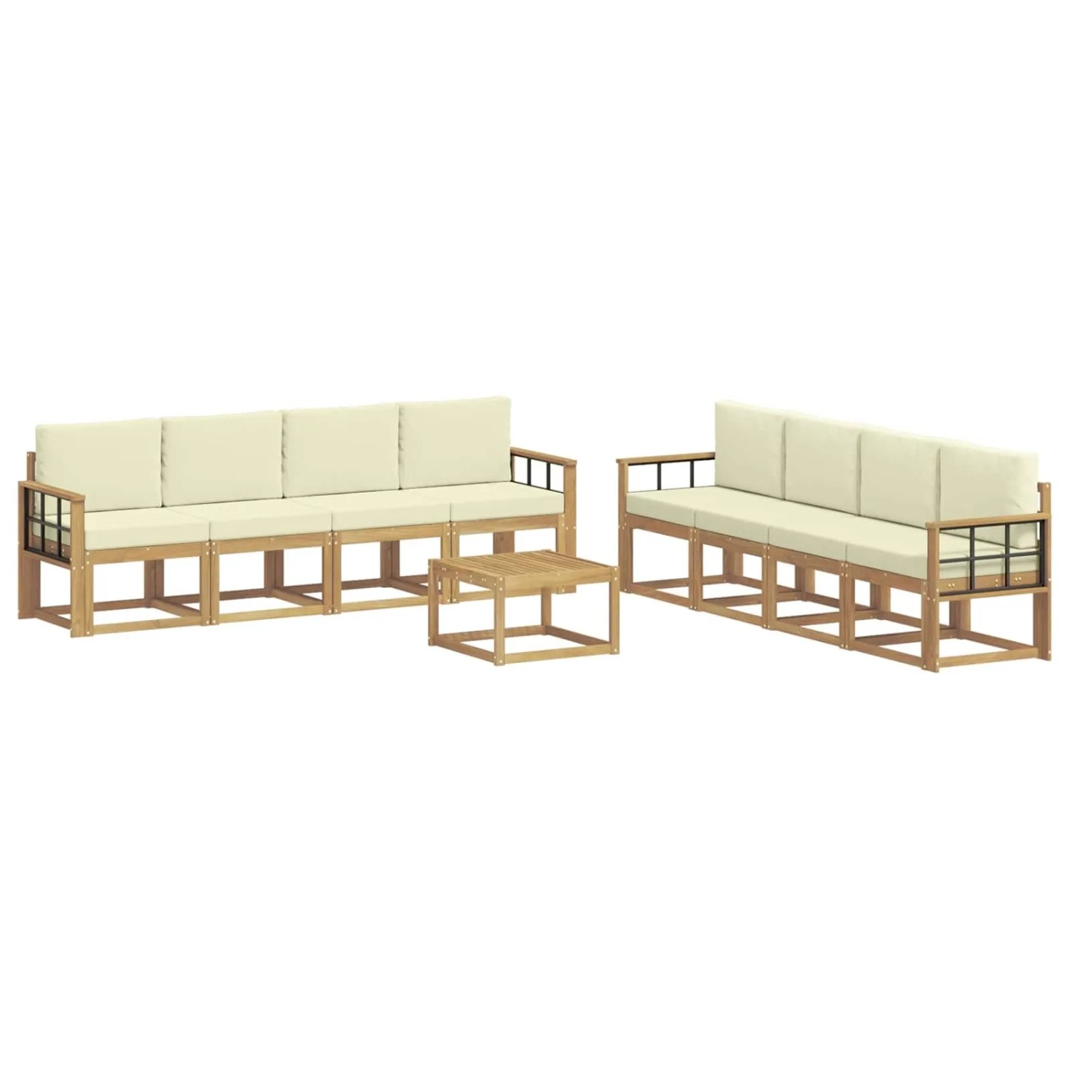vidaXL Outdoor-Sofagarnitur mit Kissen 9 Stk Weiß und Creme 3387429