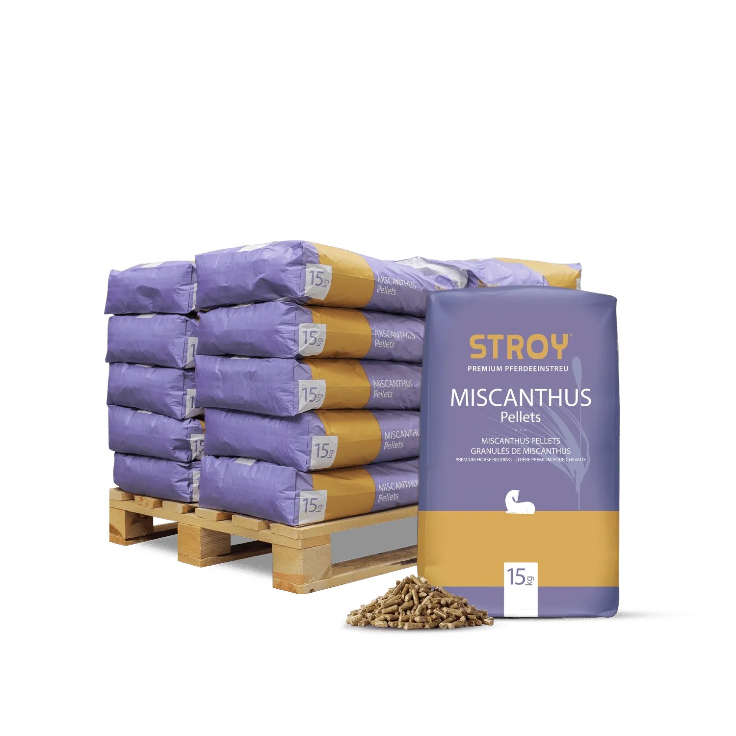 STROY Miscanthus Pellets Einstreu 15kg x 20 Sack 300kg Palette