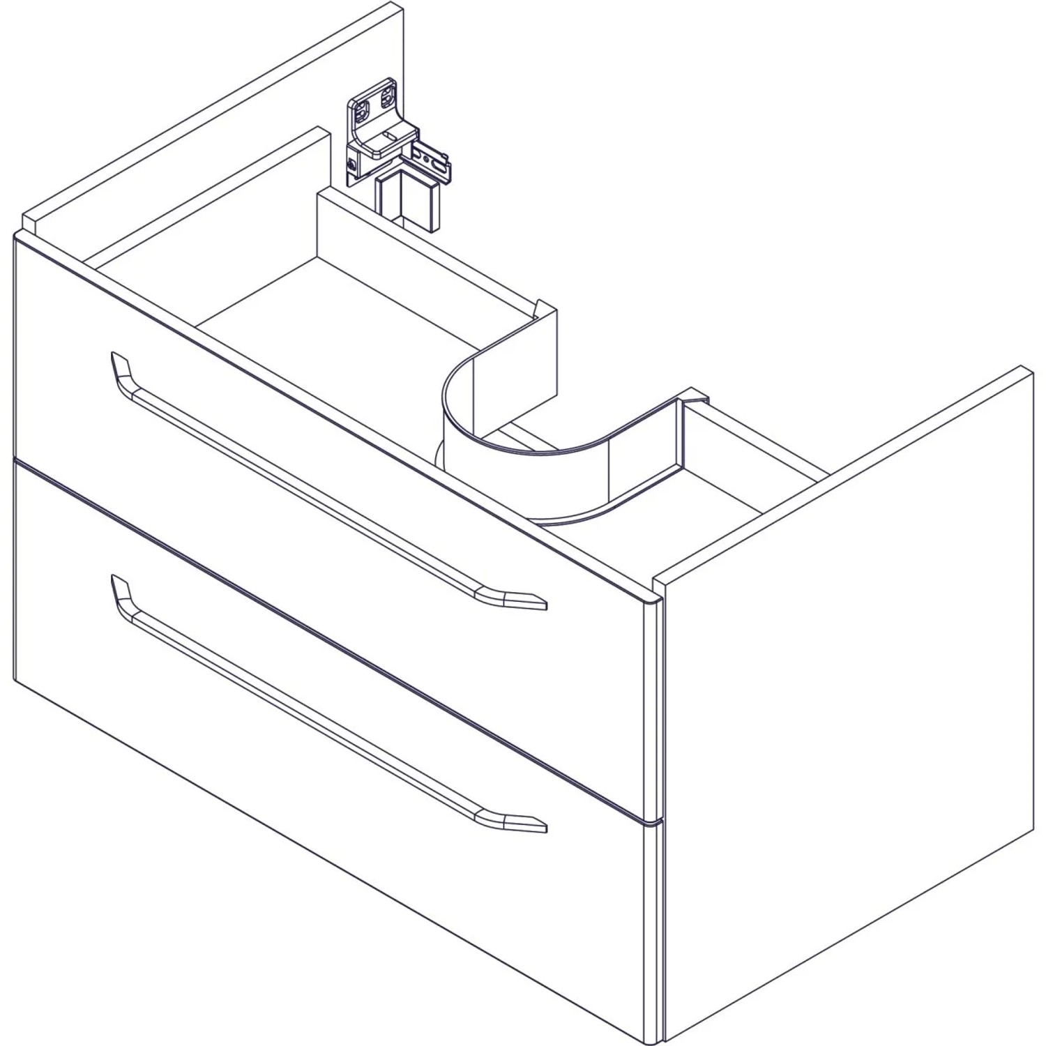 Fackelmann Waschbeckenunterschrank Milano Asteiche, 80 cm breit, mit zwei Schubladen.