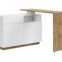 Modernes, weißes Barmöbel Eldir mit glänzenden Türen und drehbarer Bartischplatte in heller Holzoptik.