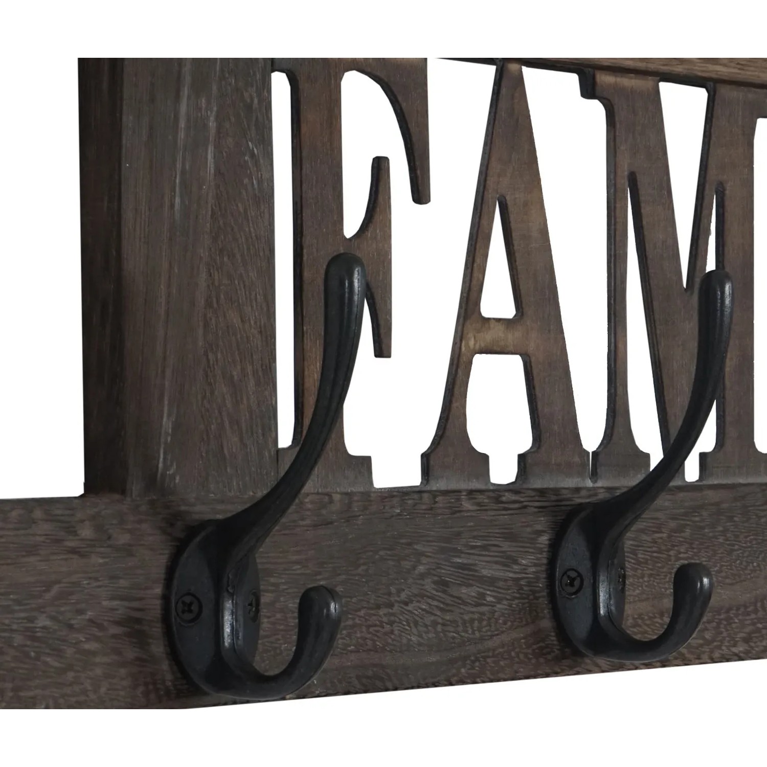 Wandgarderobe C60 Family im Shabby-Look Braun mit 4 Haken.