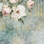 Komar Vlies Fototapete La Rosa, 200x250 cm, mit Rosenblüten auf blau-goldenem Grund.