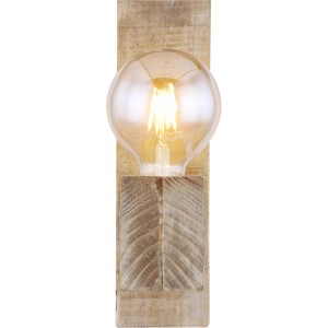 Globo Wandleuchte ADALIE aus Holz, dunkelbraun, mit E27 Fassung. Wandlampe für Innenräume.