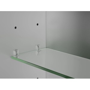 Detailaufnahme: Glasablage im Jokey Spiegelschrank Tromsö, alufarben.