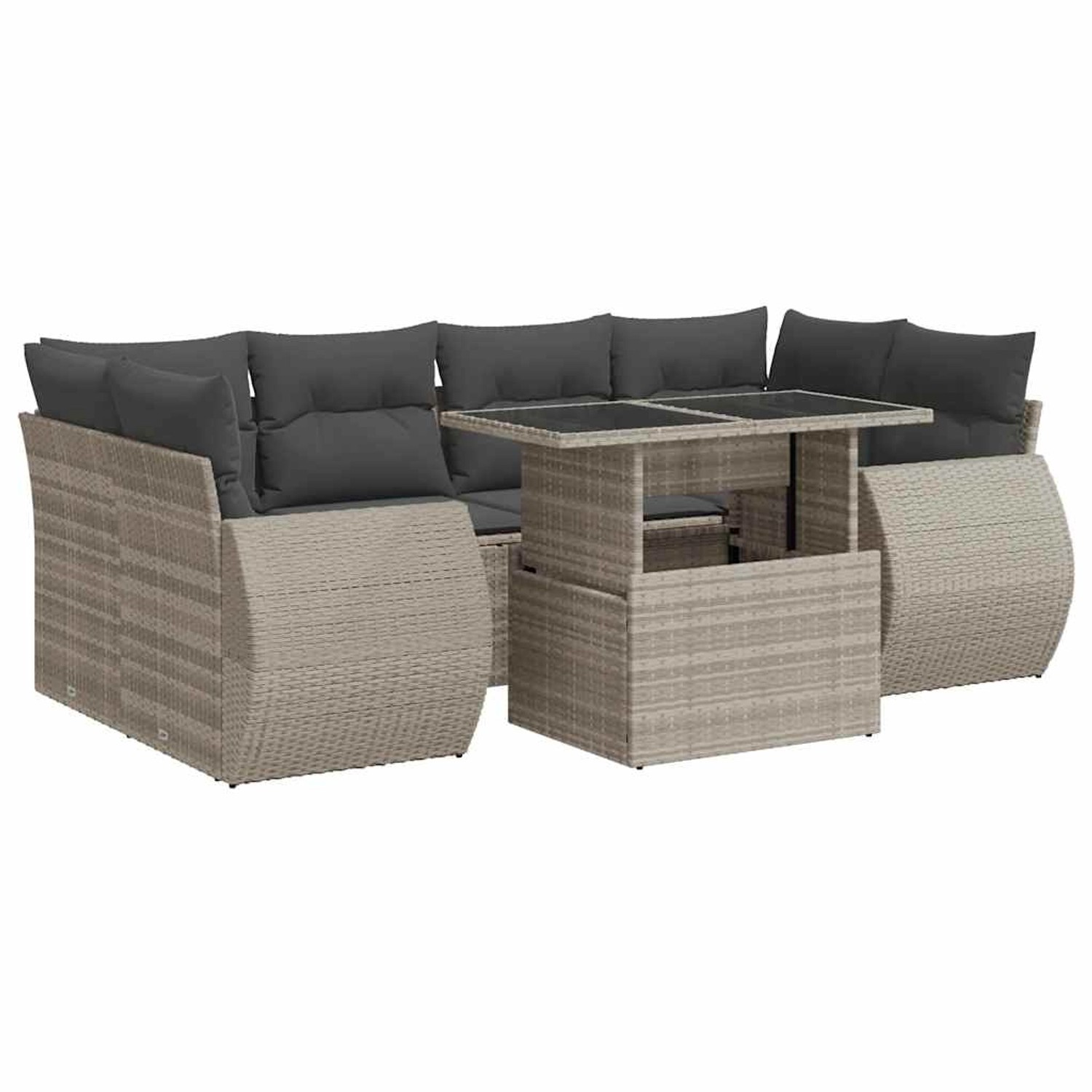 vidaXL 7-Tlg Garten-Sofagarnitur mit Kissen Hellgrau Poly Rattan 3326593 günstig online kaufen