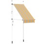 Gelb-blau gestreifte, handbetätigte Einziehmarkise 100 cm. Schattenspender für Balkon & Terrasse.
