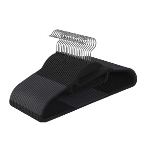 Relaxdays Kleiderbügel Kunststoff Schwarz Rutschfest 20er-Pack 22,5 cm x 41,5 cm x 0,5 cm