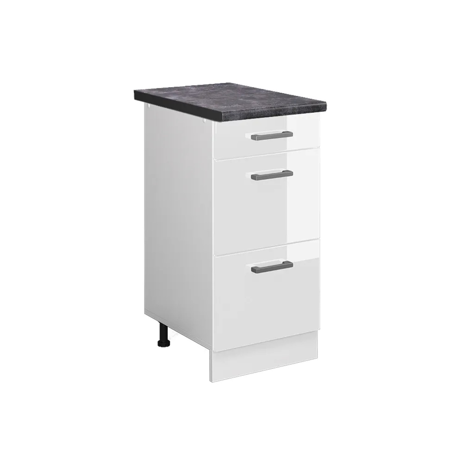 Vicco Küchenunterschrank R-Line Weiß Hochglanz/Weiß 40 cm mit Schubladen AP Anthrazit