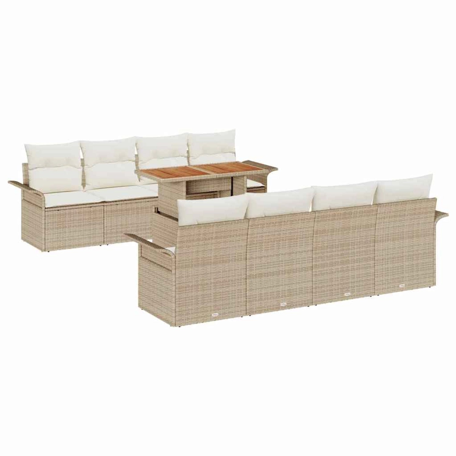 vidaXL Garten-Sofa-Set mit Speicher 9-Tlg Beige Poly Rattan 3358045 günstig online kaufen