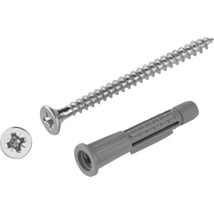 Set aus LUX Allzweckdübel (Ø 5 mm) mit Schrauben, 10 Stück, für sichere Befestigungen.