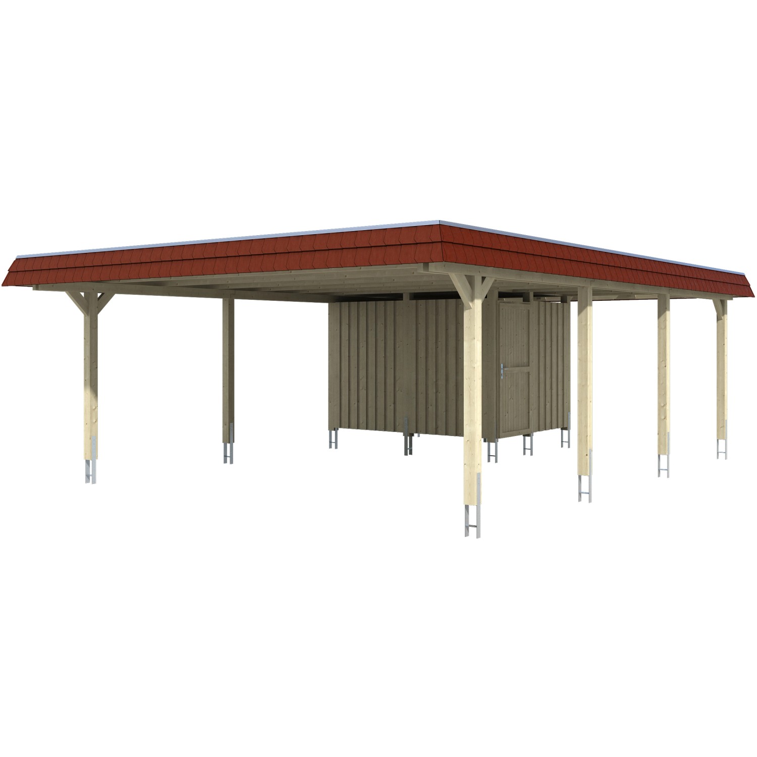 Skan Holz Doppelcarport Wendland Schiefergrau +Anbau 630x879 cm EPDM-Dach R günstig online kaufen