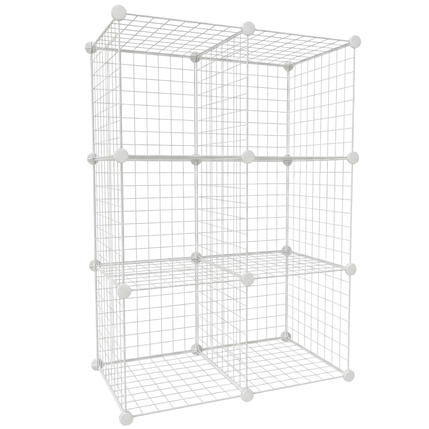 Relaxdays Steckregal Stahl Weiß 6 Würfel Stecksystem 110 cm x 75 cm x 37 cm