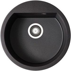 Runde Pyramis Alazia Granitspüle in Carbon, 51 cm Durchmesser.