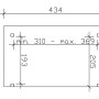 Skizze der Skan Holz Terrassenüberdachung Sanremo mit Maßangaben (434x250cm).