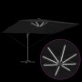 Schwarzer vidaXL Ampelschirm Roma mit LED-Beleuchtung für Garten und Terrasse.