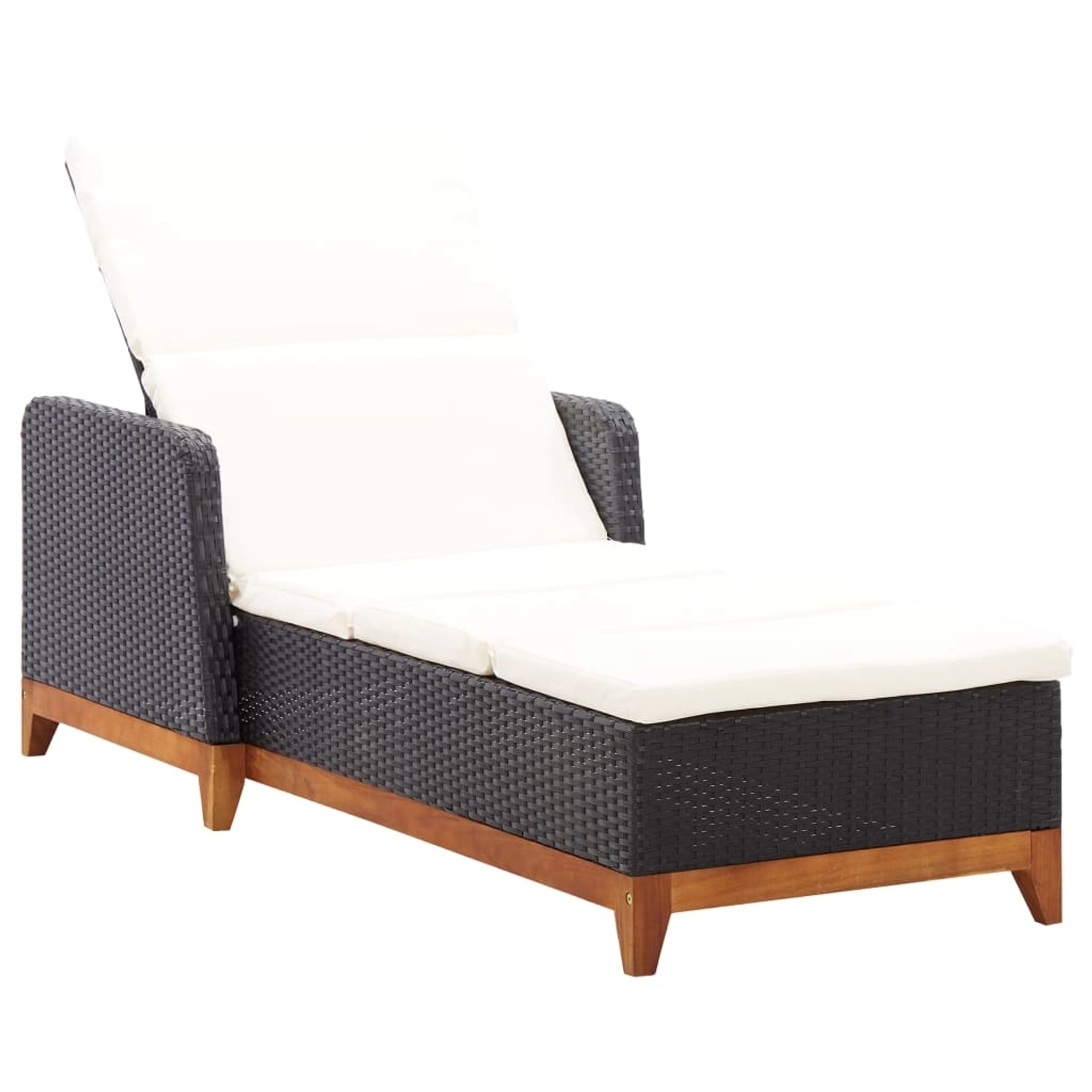vidaXL Sonnenliege Poly Rattan und Massivholz Akazie Schwarz 46012
