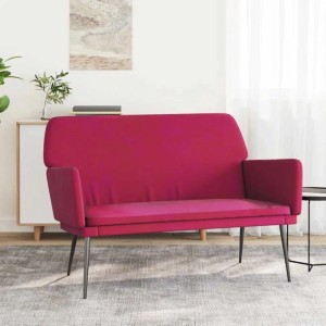 Elegante, weinrote Samt Sitzbank (108cm) von vidaXL. Ideal für Wohnzimmer und Wartebereiche.