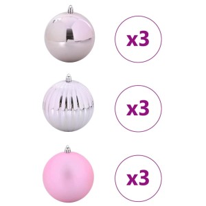 vidaXL Weihnachtskugel-Set 9-Tlg Rosa XL 42018862