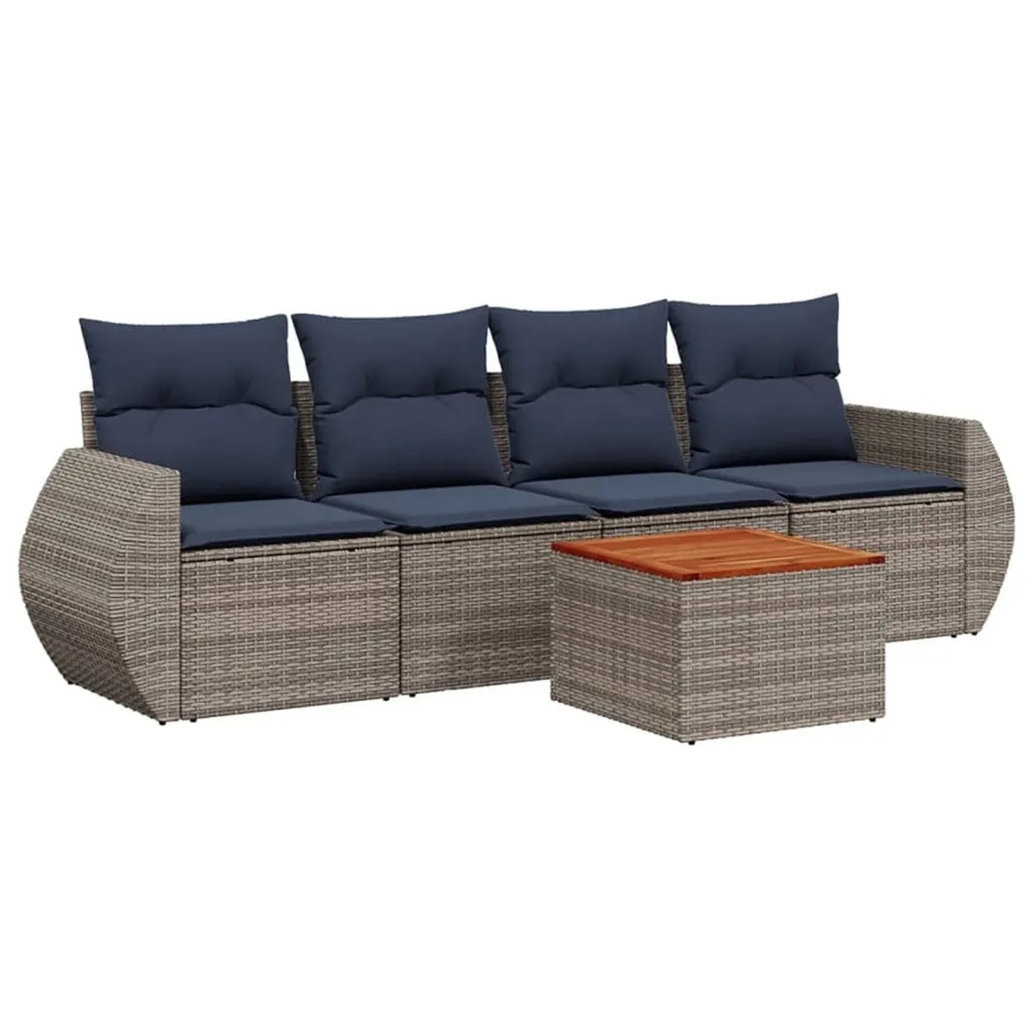vidaXL 5-Tlg Gartensofa-Set mit Kissen Grau Polyrattan 3224885 günstig online kaufen