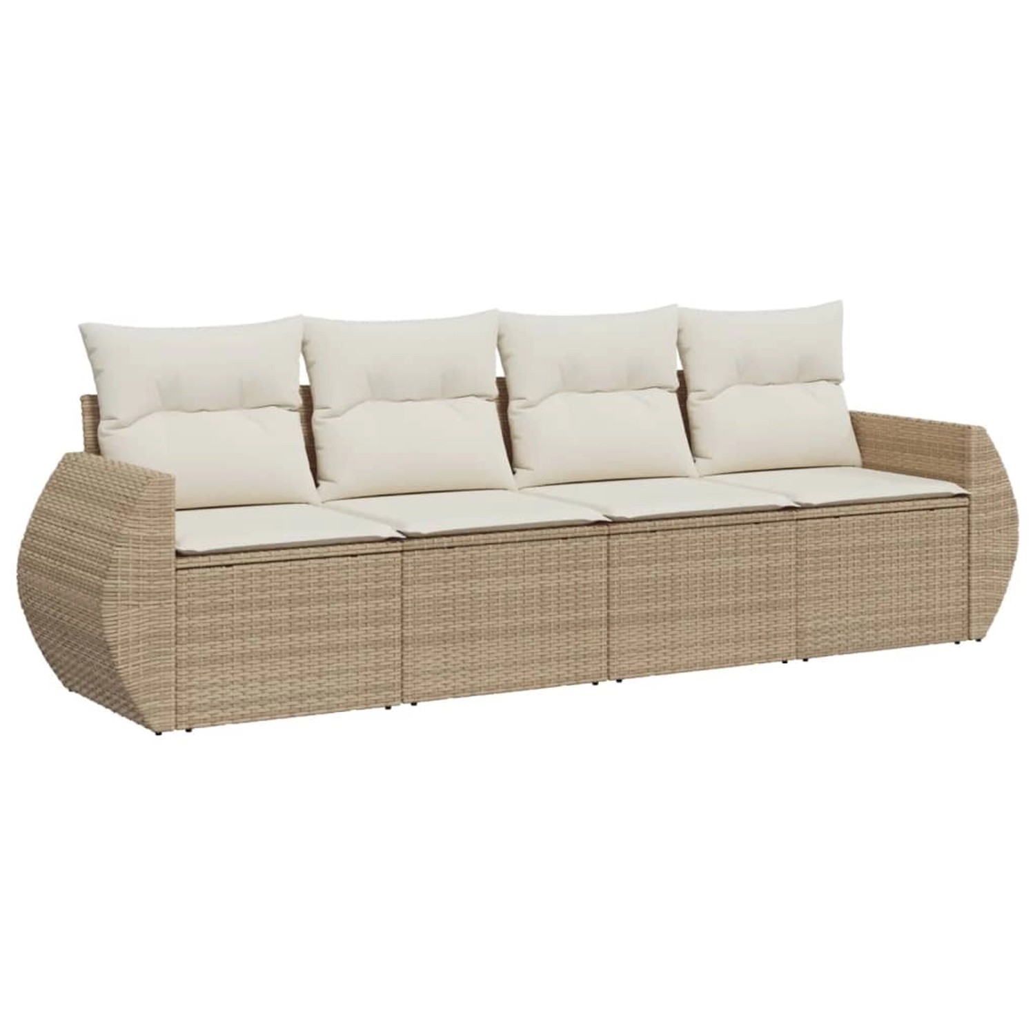 vidaXL 4-Tlg Garten-Sofagarnitur mit Kissen Beige Poly Rattan 3221077 günstig online kaufen