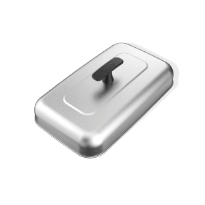 Weber Haube XL für Grillplatten: Edelstahlhaube mit schwarzem Griff für saftige Burger.