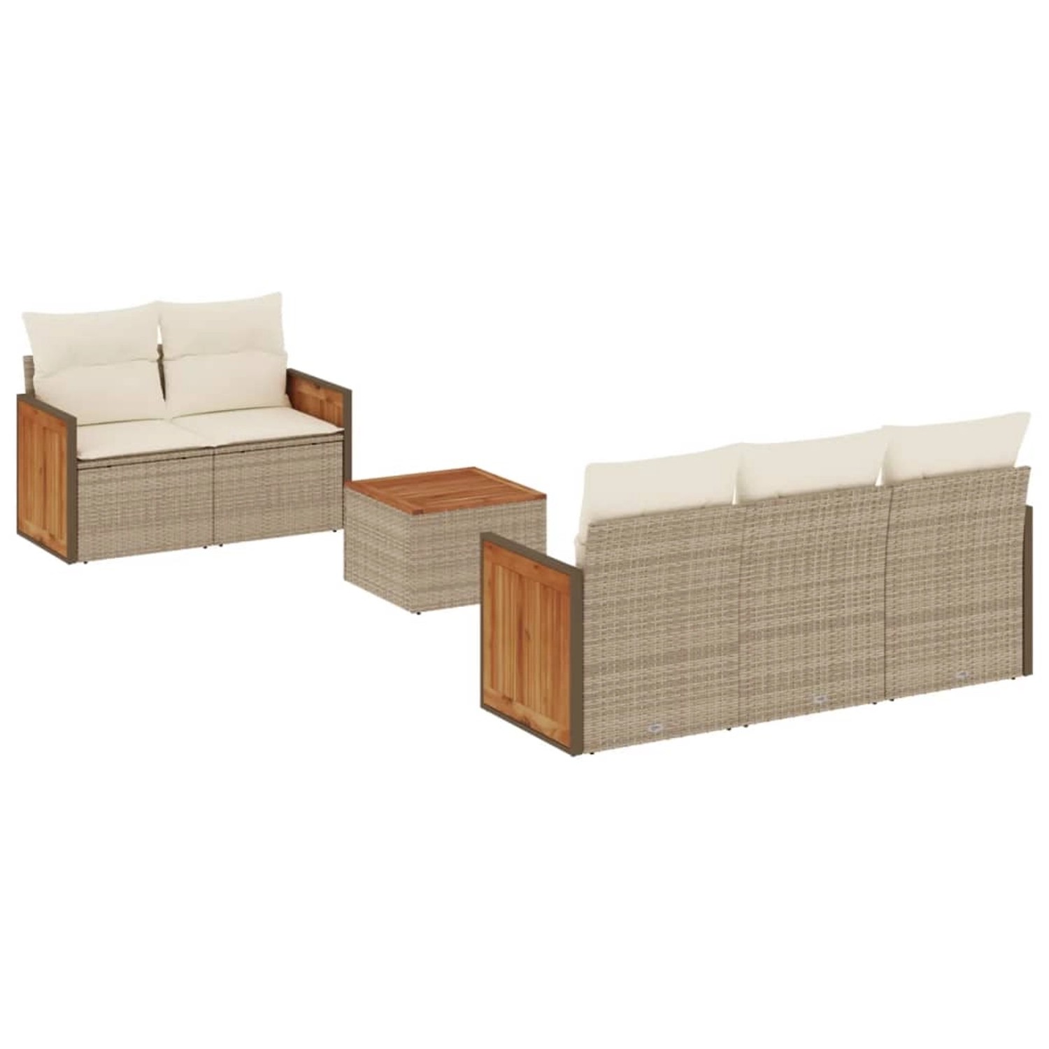 Thumbnail - vidaXL 6-Tlg Garten-Sofagarnitur mit Kissen Beige Poly Rattan 3259867