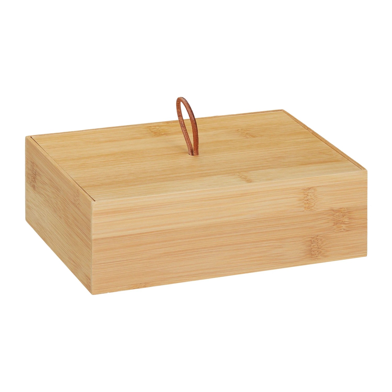 Relaxdays Aufbewahrungsbox mit Deckel Bambus Natur Verschließbar 7 cm x 22 cm x 15 cm 450 g