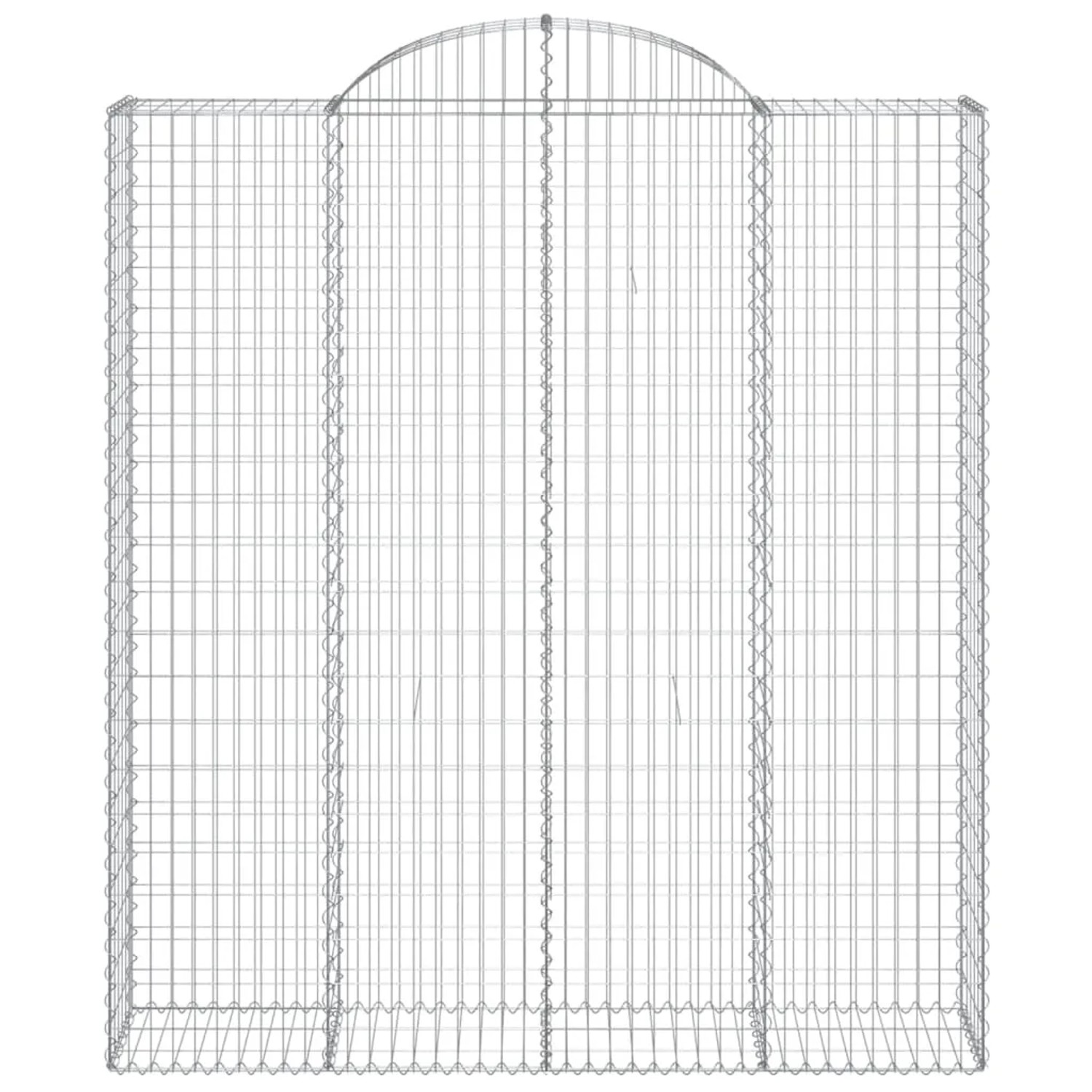 4er Set Gabionen mit Hochbogen, 200x50x220/240cm, aus verzinktem Eisen für Hochbeete.