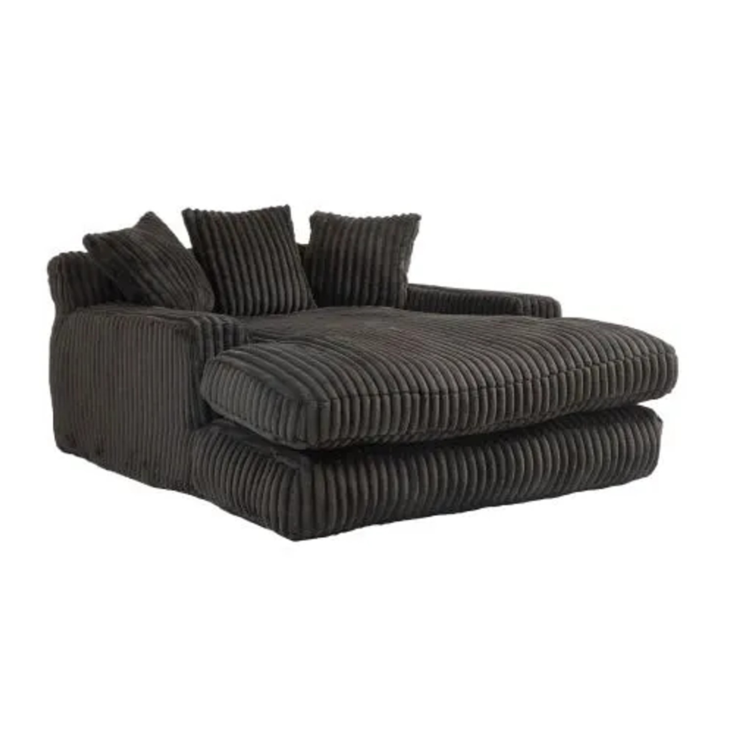 PXloue Stoffsofa Cord Bodensofa 125x155x63cm mit 3 Kissen Schwarz