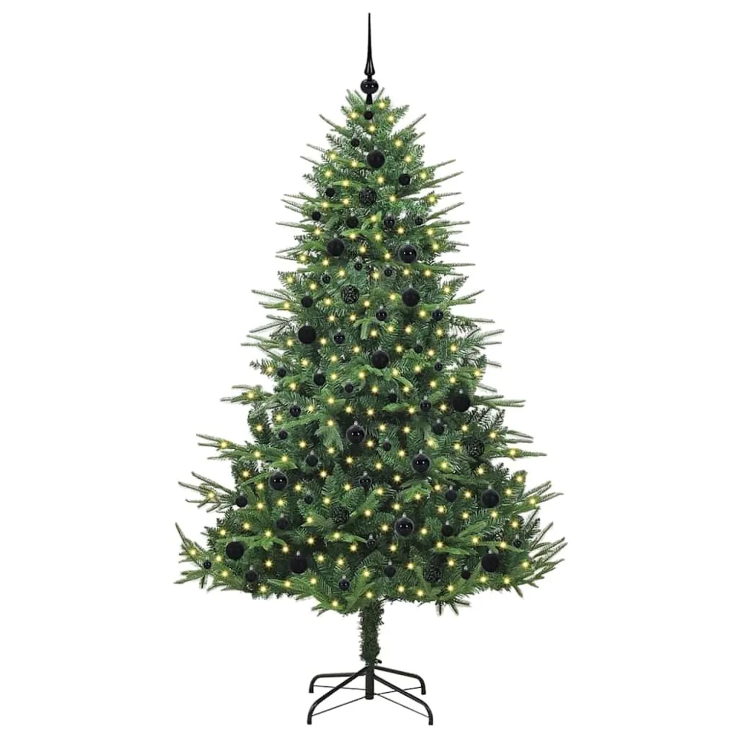 vidaXL Künstlicher Vorbeleuchteter Weihnachtsbaum mit Kugelset Grün 3395358