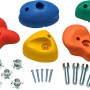 SwingKing Klettersteine, 5 bunte Griffe mit Befestigungsmaterial für Gartenspielgeräte.