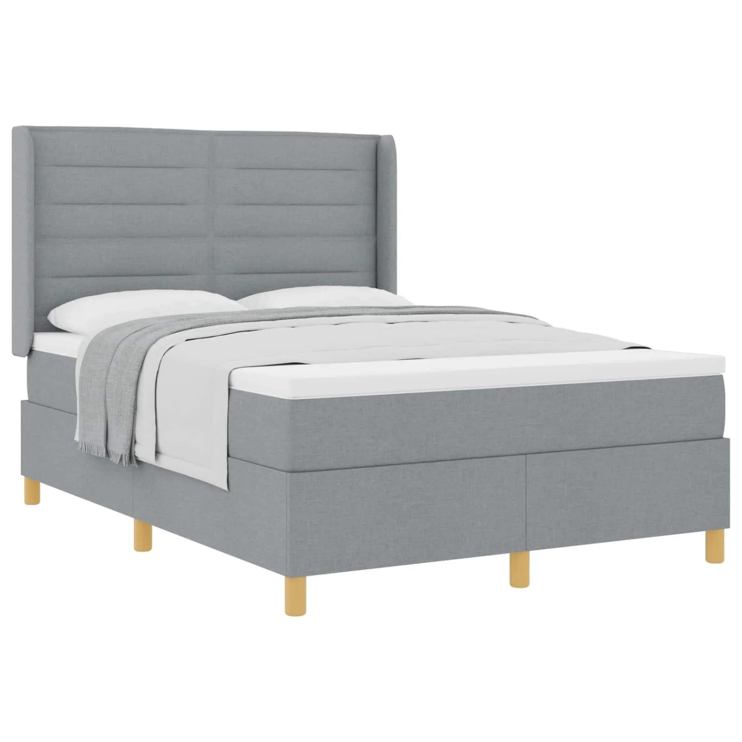 vidaXL Boxspringbett mit Matratze Hellgrau 140 x 190 cm Stoff 3341763