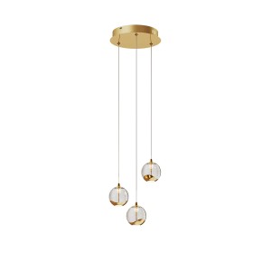 Lucande LED Pendelleuchte Hayley 9624368 Modern in Transparent aus Glas 3-flammig Wohnzimmerleuchte
